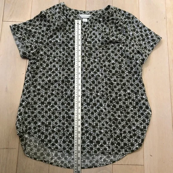 Brown & cream patterned hi-low SS tunic, L, Christopher & Banks - Picture 9 of 12